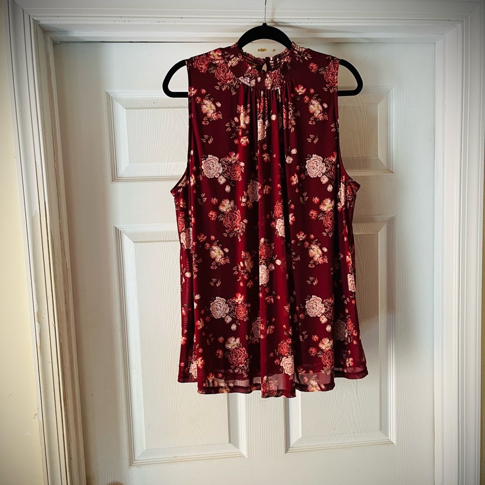 Torrid Floral High-Neck Sleeveless Blouse.